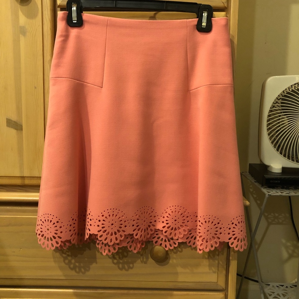 LOFT Coral Skirt with floral cutouts